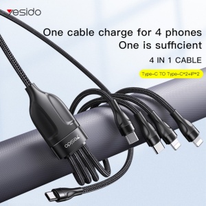 Cablu USB C 4 in 1 la 2 porturi tip C si 2 porturi lightning , 1.2m, 4A , negru - Img 6