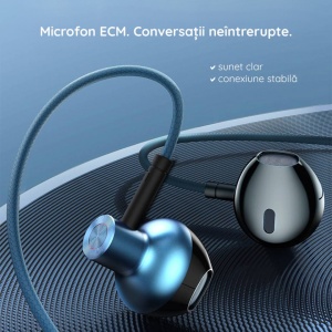 Casti audio in ear cu fir ,microfon Baseus Encok H19 -1.2 m culoare neagra - Img 5