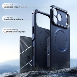 HHusa iPhone 17 Pro Max ESR Cyber Armor Kickstand albastra - Img 6