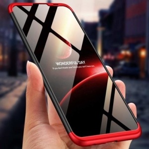 Husa Huawei P Smart 2019-GKK 360 Front and Back Case Full Body Cover -Negru cu Rosu - Img 6