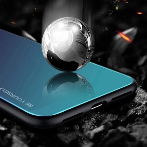 Husa Huawei P30 PRO-Gradient Glass Durable Cover din sticla securizata 9H- Black Blue - Img 2