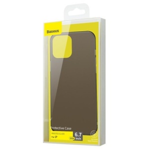 Husa iPhone 12 Pro Max -Baseus Frosted Glass Case cu margine flexibila -Neagra - Img 3