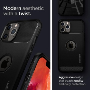 Husa Iphone 12 Pro Max - Spigen Rugged Armor -Neagra - Img 8