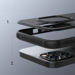 Husa Iphone 13 Pro Max -Nillkin Super Frosted Shield Case Neagra - Img 3