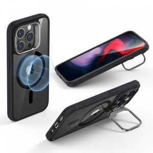 Husa iPhone 15 Pro Max Classic Kickstand Case cu MagSafe de la ESR - transparenta cu negru - Img 5