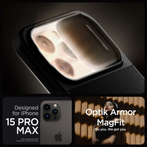 Husa iPhone 15 Pro Max Spigen Optik Armor Magsafe Neagra - Img 2