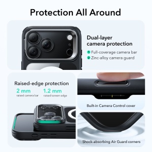 Husa iPhone 17 Pro Classic Hybrid HaloLock Kickstand cu MagSafe de la ESR transparenta / negru - Img 3
