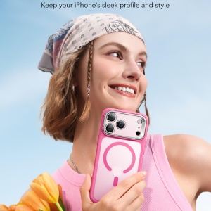 Husa iPhone 17 Pro Classic Hybrid HaloLock Kickstand cu MagSafe de la ESR Frosted Pink - Img 6