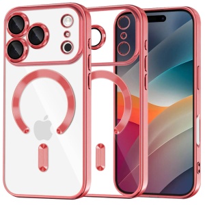 Husa iPhone 17 Pro Max Magsafe Luxury Crystal transparenta / rosie