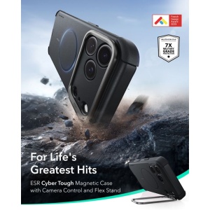 Husă iPhone 18 Pro ESR Cyber Armor Kickstand Black - Img 2