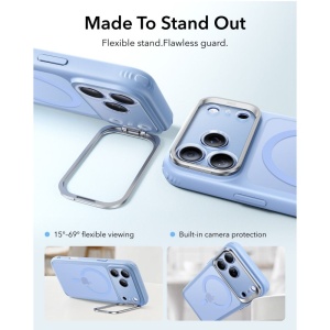 Husă iPhone 18 Pro Max - ESR Classic Hybrid HaloLock Kickstand - Frosted Light Blue - Img 4