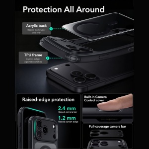 Husă iPhone 18 Pro Max - ESR Classic Hybrid si folie inclusa - Clear Black - Img 4