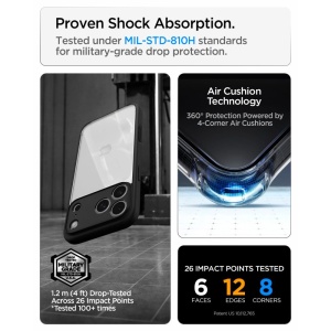 Husă iPhone 18 Pro Max transparentă Spigen Ultra Hybrid - Matte Black - Img 6