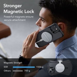 Husa Magsafe ESR - Air Armor HaloLock pentru iPhone 14 Pro Max transparenta margini negre - Img 4