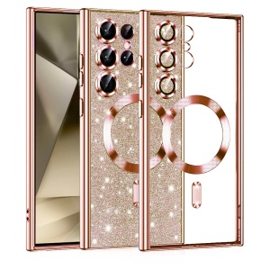 Husa Samsung Galaxy S24 Ultra Luxury Glitter MagSafe rose gold