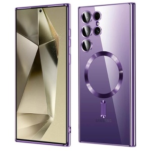 Husa Samsung Galaxy S24 Ultra Magsafe Luxury Crystal transparenta cu detalii mov