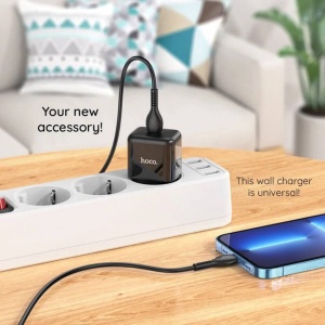 Incarcator telefon type C , incarcare rapida PD 30W cu cablu Type-C to Type-C inclus Hoco - negru - Img 5