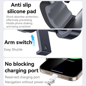 Suport Telefon Auto Yesido C240 pentru Grila Ventilație Mercedes, Rotire 360°, Magnetic, Negru - Img 3