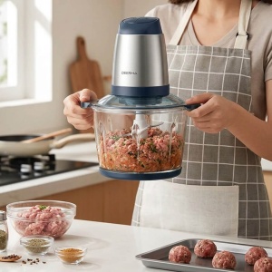 Tocator Electric de Carne Deerma JR01, 350W, Bol 2L, Lame Spirale, Argintiu/Bleumarin - Img 4