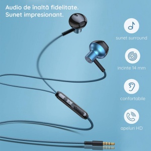 Casti audio in ear cu fir ,microfon Baseus Encok H19 -1.2 m culoare neagra - Img 6