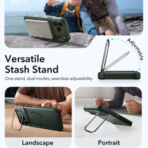 HHusa iPhone 17 Pro Max ESR Cyber Armor Kickstand verde inchis - Img 3