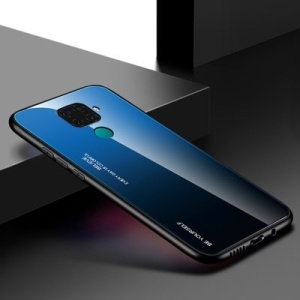 Husa Huawei Mate 30 Lite-Gradient Glass Durable Cover din sticla securizata 9H-Negru cu Albastru - Img 7