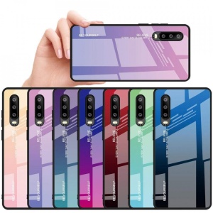 Husa Huawei P30 PRO-Gradient Glass Durable Cover din sticla securizata 9H- Black Blue - Img 3
