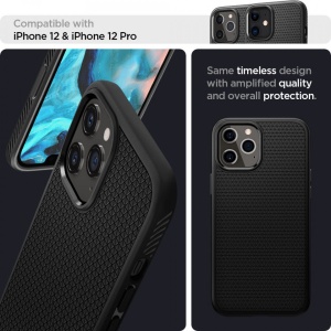 Husa Iphone 12 PRO / Iphone 12 -Spigen Liquid Air- Negru mat - Img 7