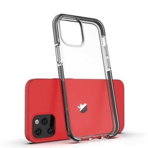 Husa Iphone 12 PRO / Iphone 12 -Spring Case- TPU transparent cu margini negre - Img 3