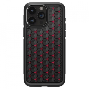 Husa iPhone 15 Pro Max Spigen Cryo Armor Neagra cu detalii rosii - Img 3