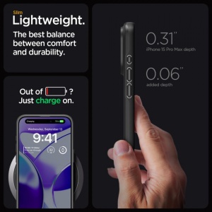 Husa iPhone 15 Pro Max - Spigen Thin Fit -Black - Img 8