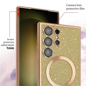 Husa iPhone 16 Pro Max Luxury Glitter MagSafe albastru deschis - Img 3