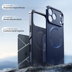 Husa iPhone 17 Pro Max ESR Cyber Armor Halolock albastra - Img 6