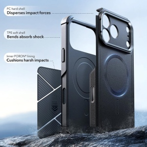 Husa iPhone 17 Pro Max ESR Cyber Armor Kickstand neagra - Img 2