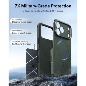 Husă iPhone 18 Pro Max - ESR Cyber Armor Kickstand - Olive Green - Img 3