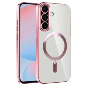 Husa Samsung Galaxy A17 Magsafe Luxury Crystal transparenta /rose gold