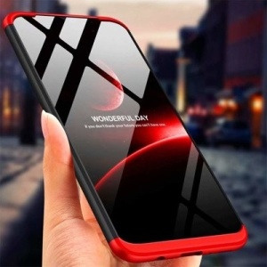 Husa Samsung Galaxy A40 -GKK 360 Front and Back Case Full Body Cover- Negru cu Rosu - Img 3