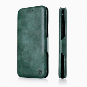 husa magnetica pentru Samsung A54 din piele ecologica verde tip carte cu suport de birou