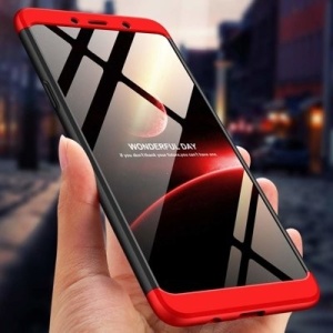 Husa Samsung Galaxy A9 -GKK 360 Front and Back Case Full Body Cover Negru cu Rosu - Img 8