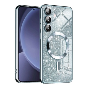 Husa Samsung Galaxy S25 Luxury Glitter MagSafe albastru deschis - Img 1