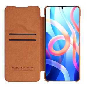 Husa Xiaomi Redmi Note 11/ Note 11s - Nillkin Qin Leather Case Brown - Img 2