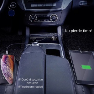Incarcator auto telefon Techsuit 2 porturi USB-A si USB type C, 38W - Img 7