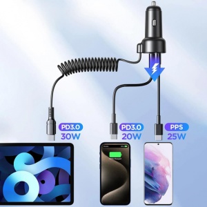 Incarcator telefon auto Joyroom fast charge 60W, porturi USB si Type C , cablu 1.5 m USB tip C inclus - Img 6