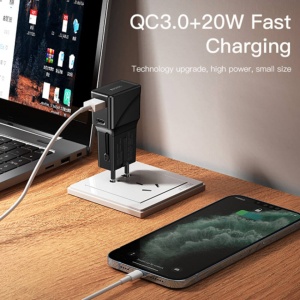 Incarcator telefon USB , USB tip C PD20W cu adaptor de calatorie EU, UK, US, AUS Yesido - Img 5