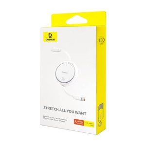 Cablu de date Type-C to Type-C, 100W, 1m, Retractable Free2Draw Mini -- Moon White - Img 6