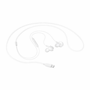 Casti Samsung cu fir , AKG , microfon , mufa USB type C albe