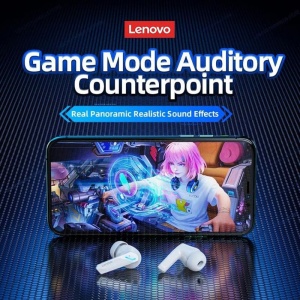 Casti wireless Lenovo Bluetooth 5.3, for Gaming Dual Mode, Low Latency, HD Calls, Ergonomic Design albe - Img 5