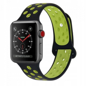 Curea Apple Watch 1 42MM-Tech Protect Softband-Black /Lime - Img 1