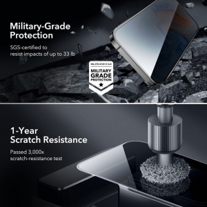 Folie sticla privacy pentru iPhone 15 ESR Screen Shield - Img 3
