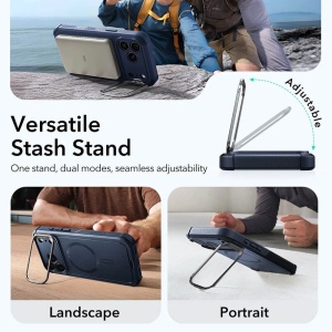 HHusa iPhone 17 Pro ESR Cyber Armor Kickstand albastra - Img 5